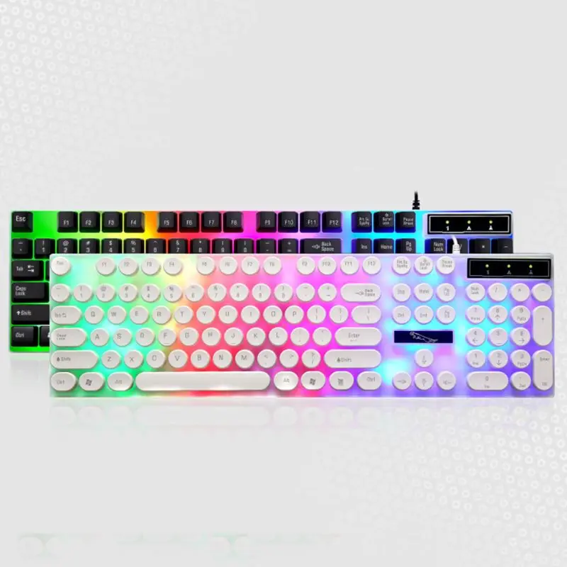 Светящаяся клавиатура с круглыми колпачками для ПК/ноутбука Ретро игровая