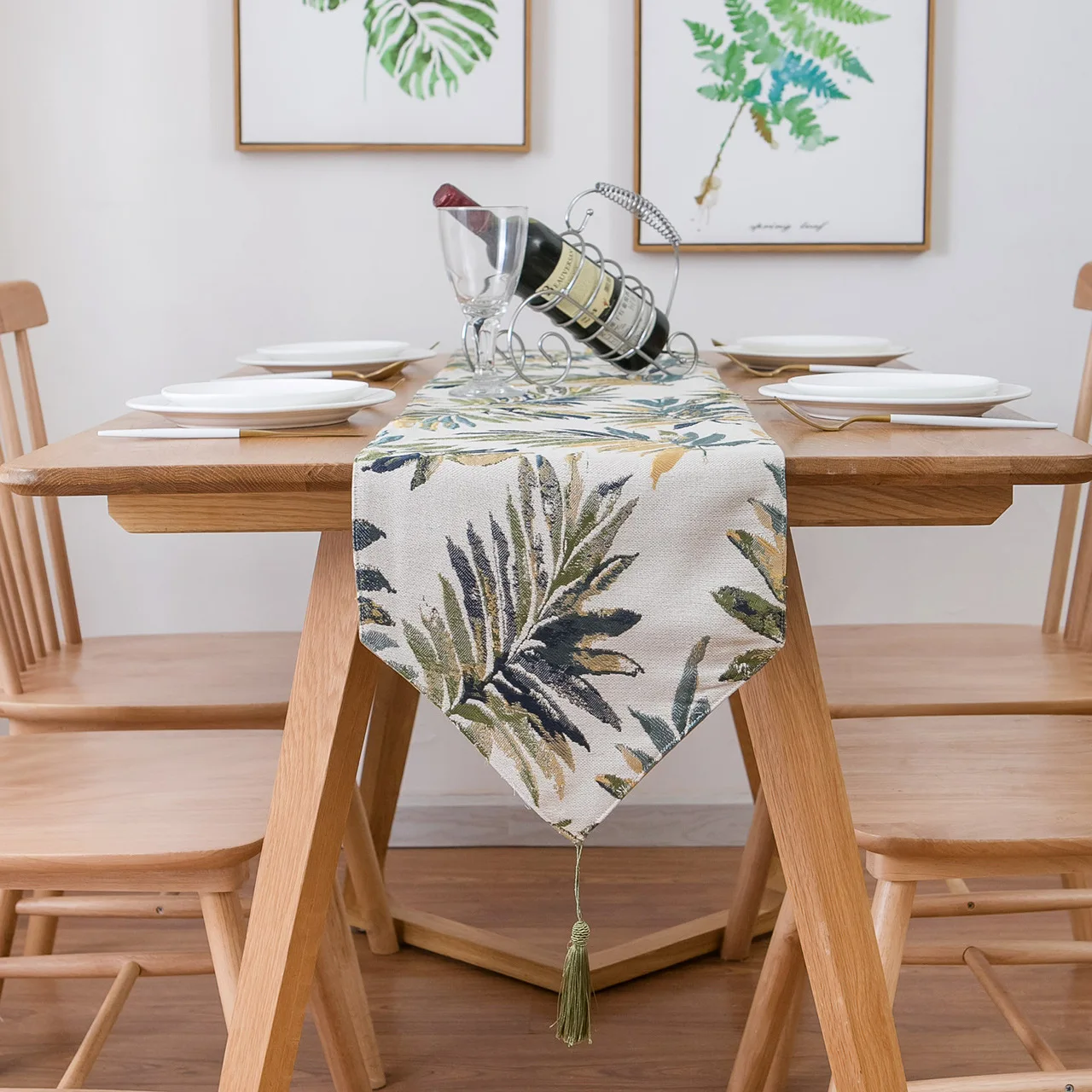 

Polyester Rectangle Table Runner Woven Table Desktop Cover Flower Printed Simple Modern American Country for Home Dining Table