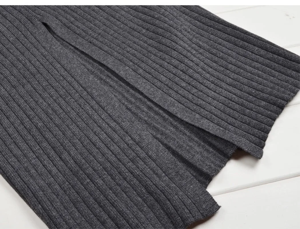

Autumn and winter large size long skirt loose high waist jupe femme knit split skirt in the long paragraph bag hip skirt