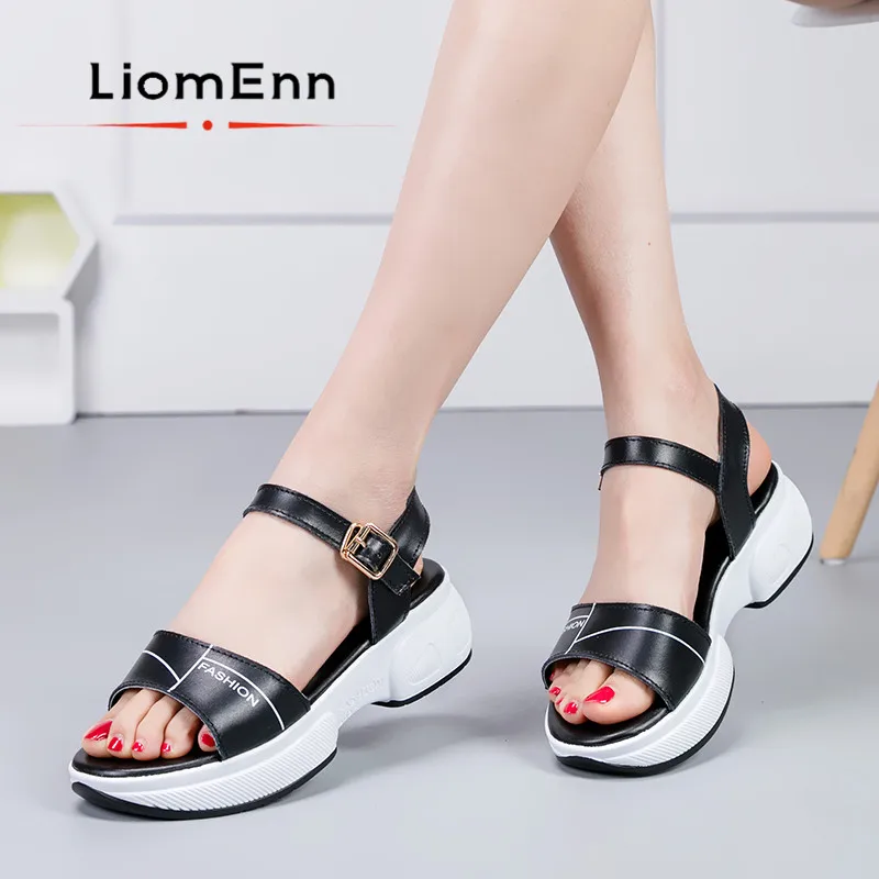 

Ladies Chunky Sandals Women 2021 Summer High Heels Black White Sandals Flat Platform Sport Shoes Woman Designer zapatos mujer