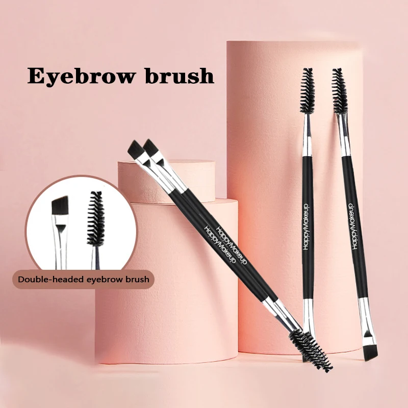 

1/3pcs Single Fiber Soft Hair Double-headed Spiral Bevel Eyebrow Brush Wooden Handle Steel Comb Eyelash Comb Makeup Brush Tool