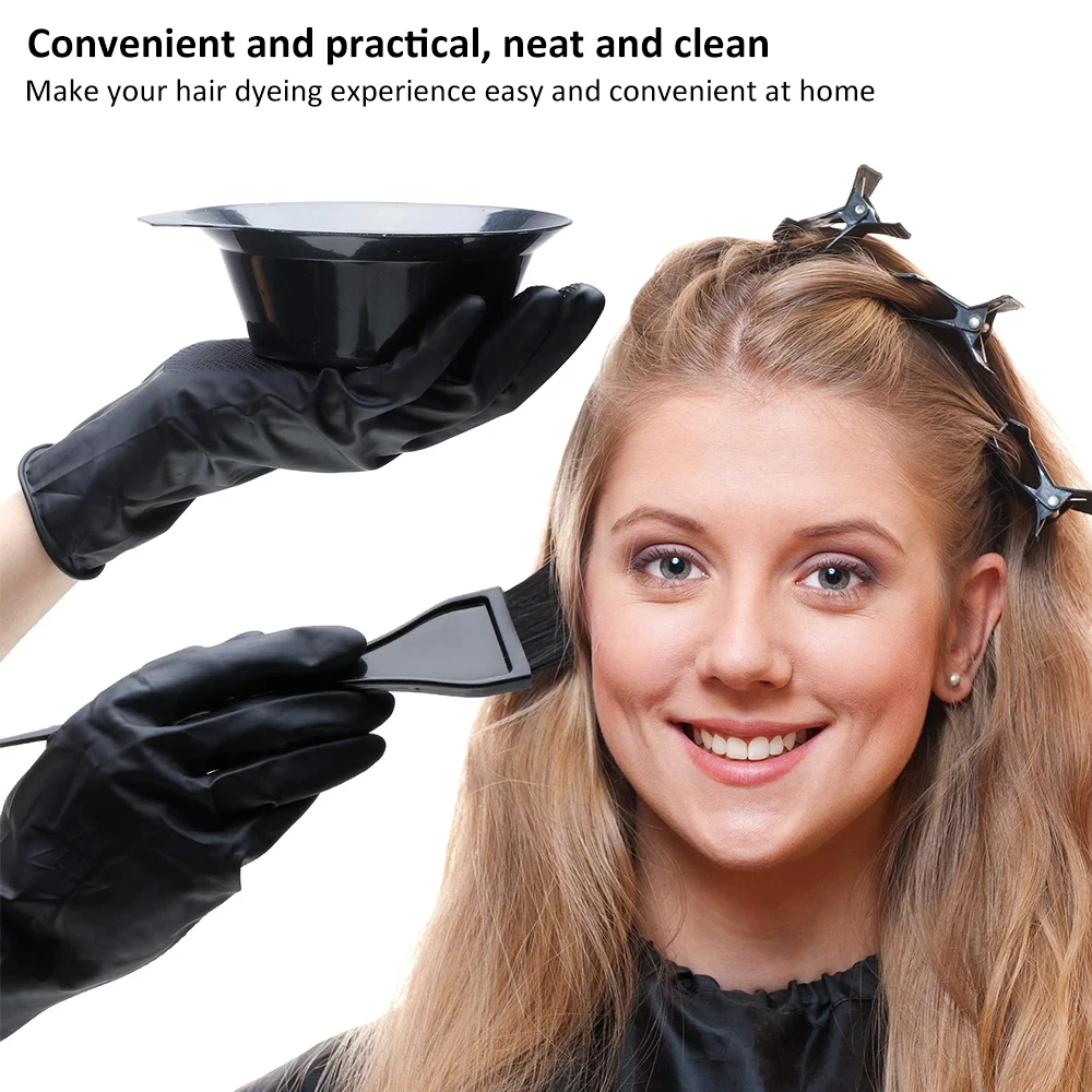 

19 Pcs/Set Home Salon Hair Dyeing Brush Hair Dyeing Cream Bowl Coloring Brush Comb Earcap Clips Dyeing Cape Kits Hair Tint Tool