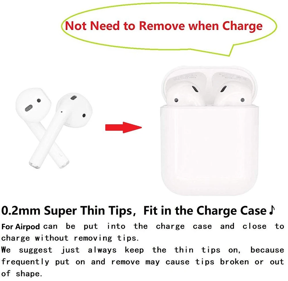 Ультратонкий прочный силиконовый защитный чехол 2 пары для Apple AirPods ушные палочки