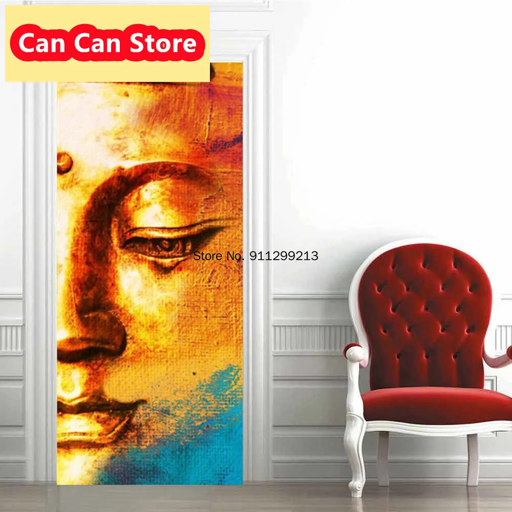 

Yoga Room Meditation Mural Wallpaper Waterproof Buddha PVC Self-adhesive Door StickerLiving Room Bedroom Stickers Home Decor