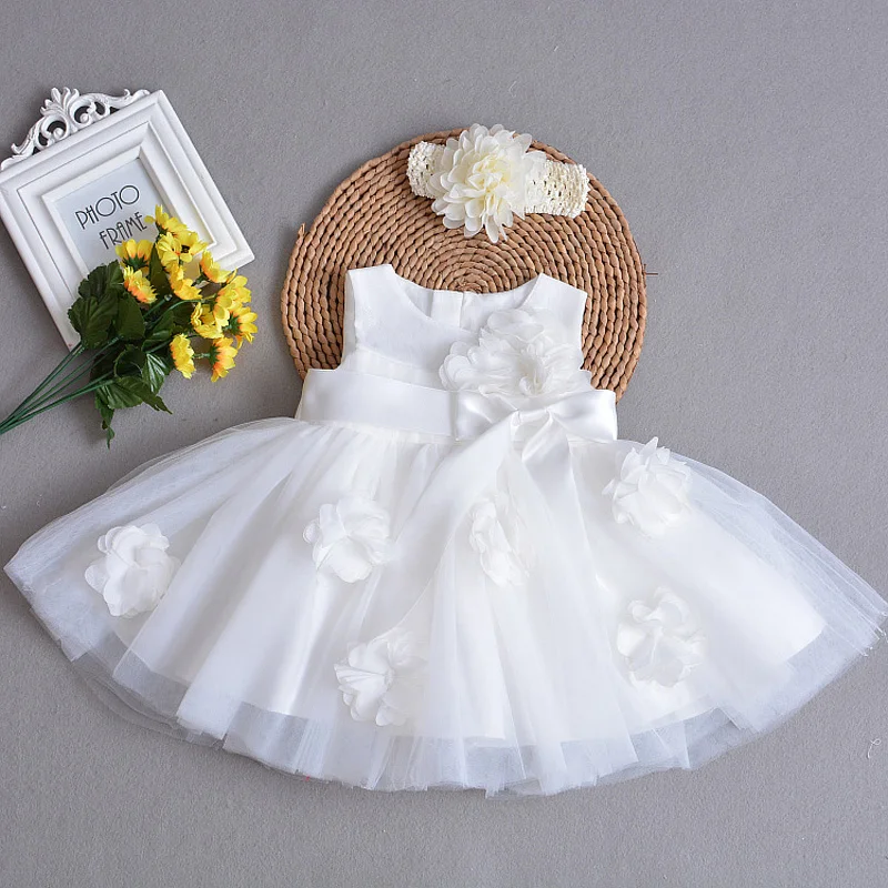 

Baby Girl Clothing Newborn Clothes Infant Princess Birthday Party Sleeveless Dress Dress Wedding Toddler Clothes Baby Hairband