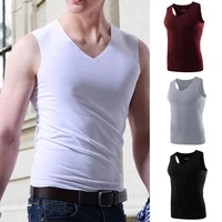 men tops sleeveless quick dry polyester v neck tanks top for sport seamless ice silk vest men tops fashion