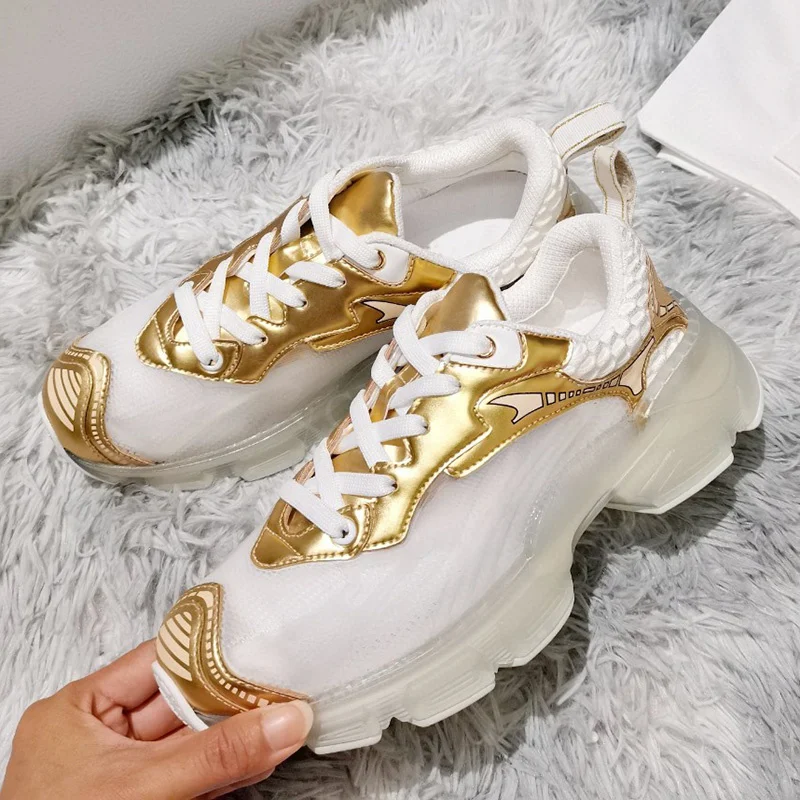 

Кеды женские из натуральной кожи, брендовые кроссовки, на платформе, Повседневная модная дизайнерская обувь для тенниса, на шнуровке, для бе...