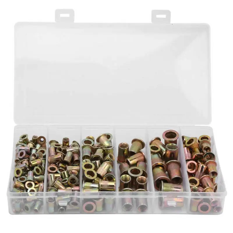 

Rivet Nut Plated Color Zinc Carbon Steel Rivet Nut Set M3/4/5/6/8/10 Combination Box Packed Nutserts Assortment Kit