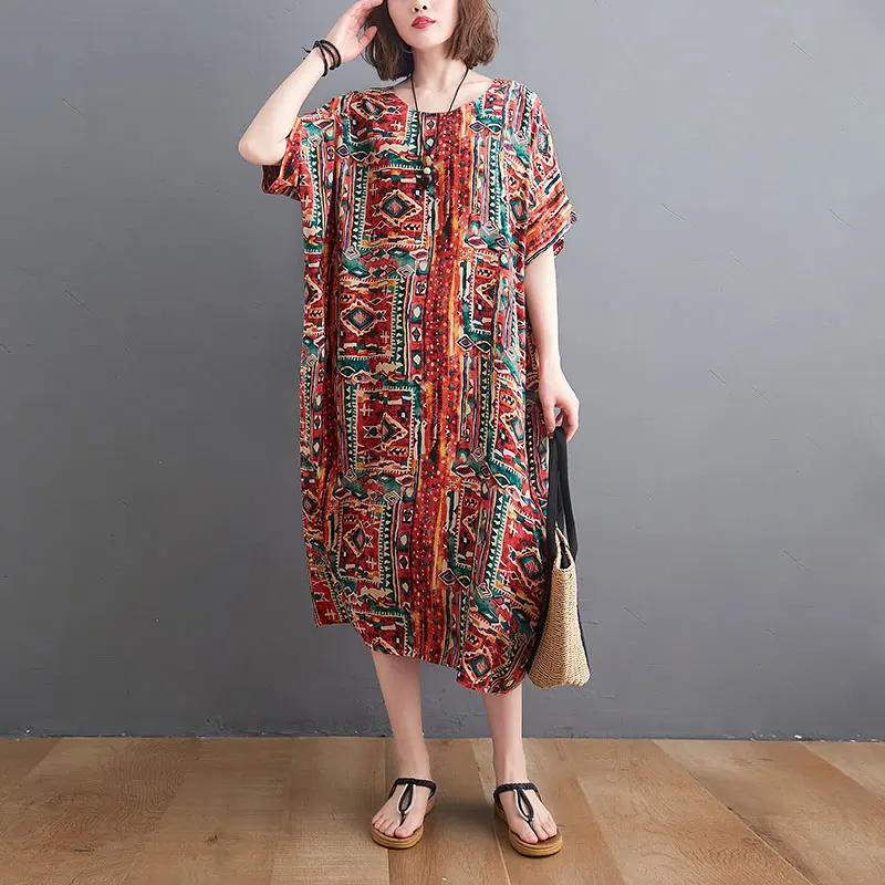 

Женское свободное Хлопковое платье, богемное пляжное праздничное платье большого размера, лето 2021