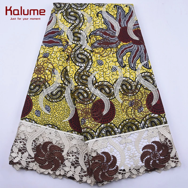Новейшая восковая ткань Kalume с шнурком африканская кружевная вышивкой камнем для