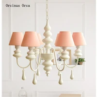 korean romantic pink decorative chandelier girl bedroom childrens room princess room lamp nordic lovely color chandelier