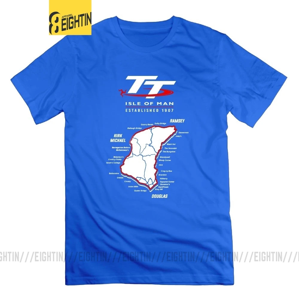 Isle Of Man TT мотоциклетные футболки мужские модные футболки с коротким рукавом из хлопка с круглым вырезом классические футболки - Цвет: Синий
