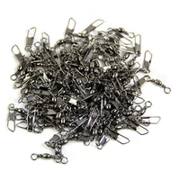 100pcs fishing snaps connector clip stainless steel fishhooks barrel swivel pin tackle barrel swivel solid rings fishing tools