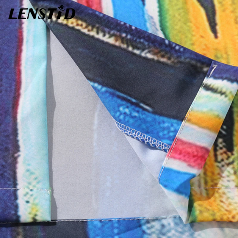 Мужская пляжная рубашка LENSTID в радужную полоску гавайская стиле хип-хоп уличная