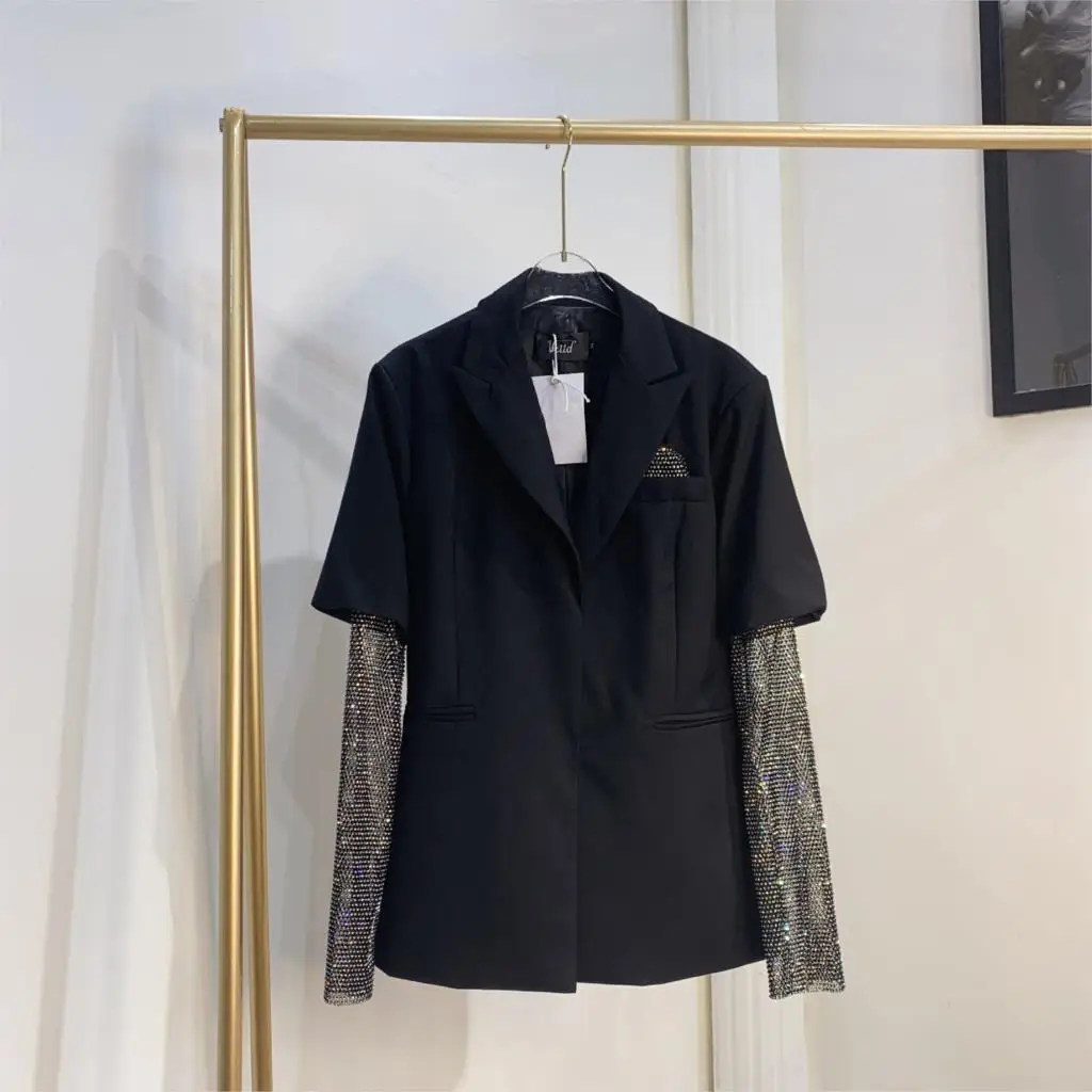 Однотонный блейзер для осени женское длинное элегантное пальто в стиле пэчворк с