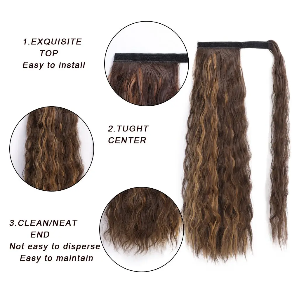 Шнурок кудрявый конский хвост шиньоны с заколками поддельные волосы