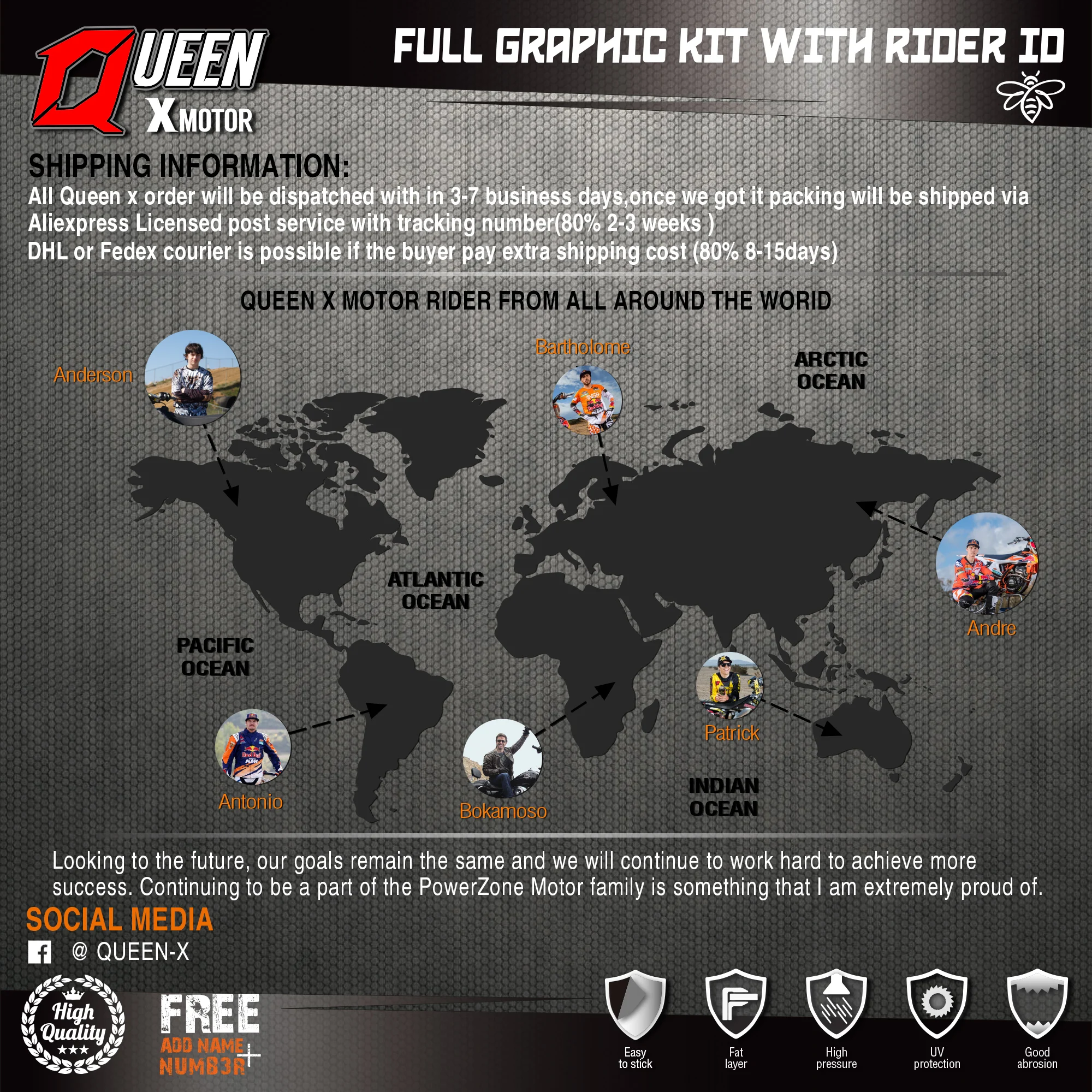 Набор наклеек QUEEN X MOTOR для HONDA 2014-2017 CRF250R 2013-2016 CRF450R 034 | Автомобили и мотоциклы