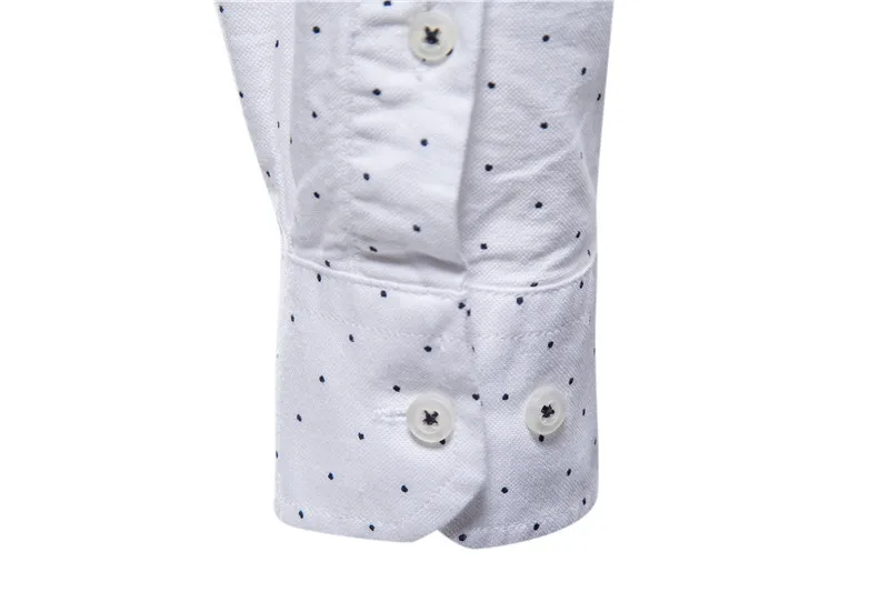 

High Quality Long Sleeve Dot Shirt Men Spring Stand Collar Cotton Shirts for Men Casual Social Business Men's Dress Shirts