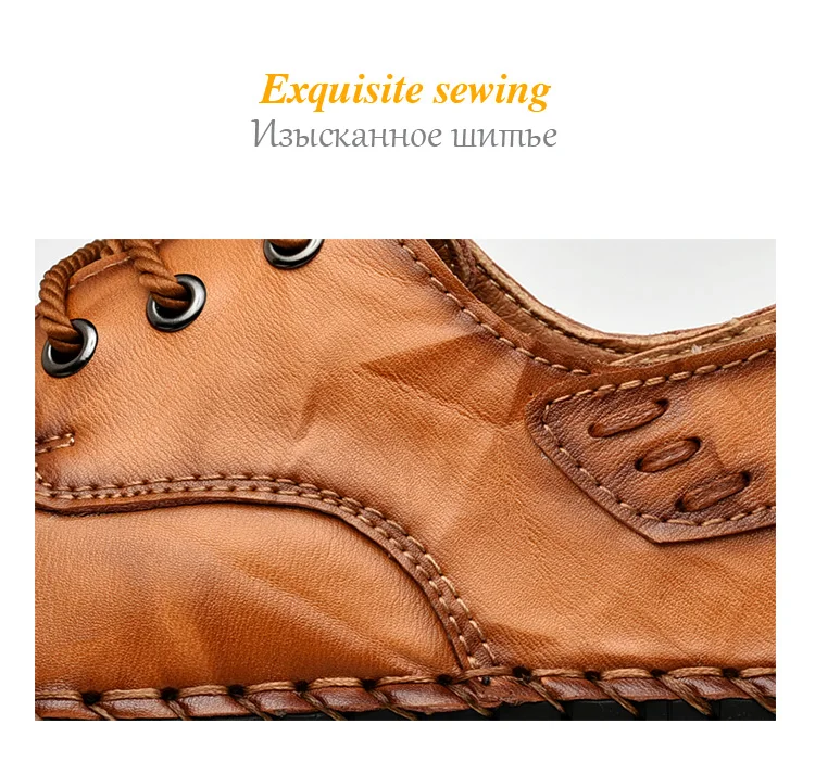 Hot Sale Leather Men Flats Shoes Hand Sewing Men Oxfords Zapatos Hombres Trendy Men Leather Lace Up Shoes High Quality Moccasins
