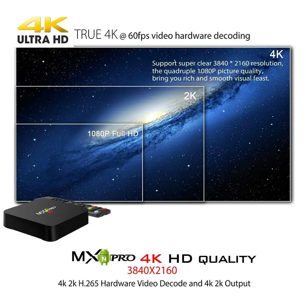 MX Pro Smart 4K tv Box Android 7,1 RK3229 четырехъядерный 2,4 ГГц WiFi HD2.0 H.265 3D медиаплеер 2G 16G