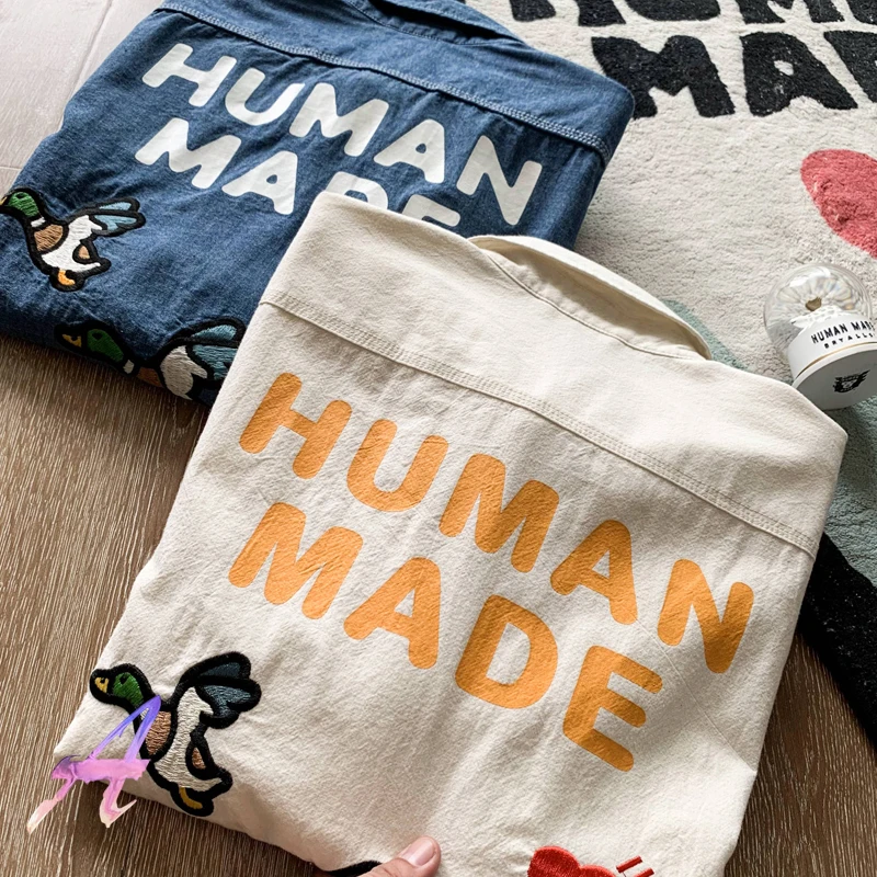 Рубашка Мужская/женская с вышивкой Летающая утка Повседневная Свободная рубашка