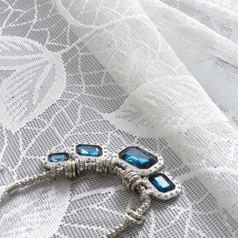 tulle Синие плотные шторы с большими листьями для гостиной, спальни, кухни, Cortinas, с принтом, пасторальный стиль, оконные шторы S068& 30 - Цвет: tulle