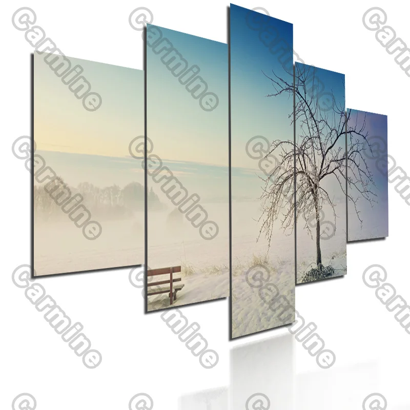 

Poster Clear Sky White Land Tree Landscape Canvas Painting 5Pcs Posters Painting Wall Art Decoration for Living Room Frameless