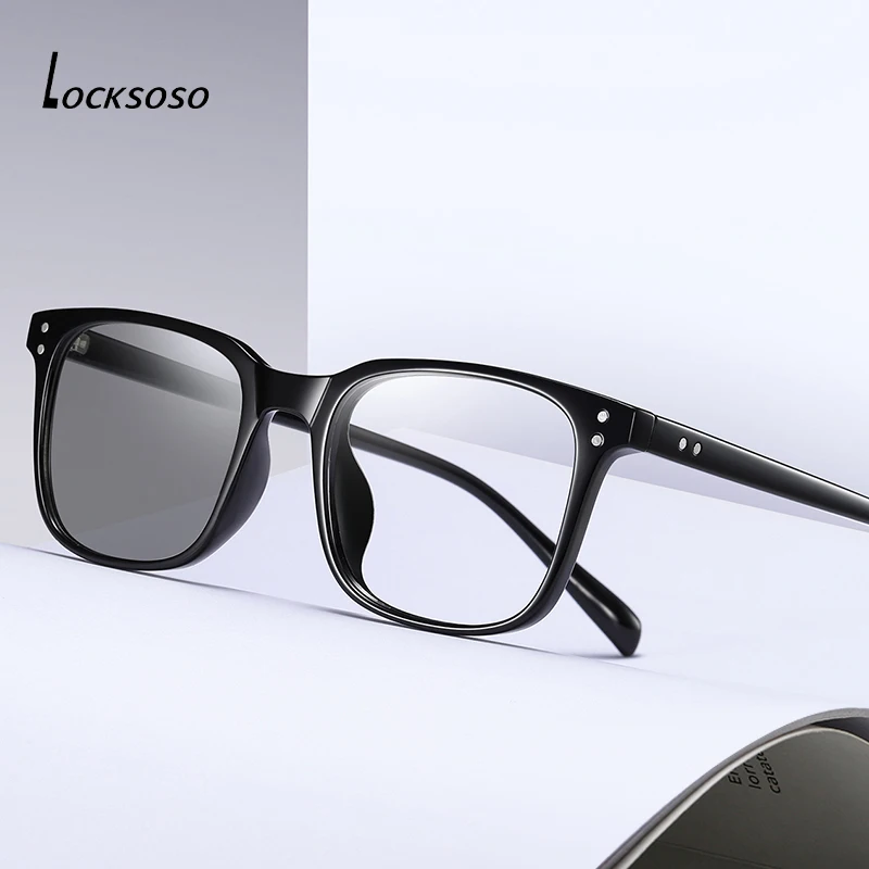 LOCKSOSO-gafas fotocromáticas para hombre y mujer, lentes de protección contra la luz azul, bloqueo UV400, Material cuadrado, TR90