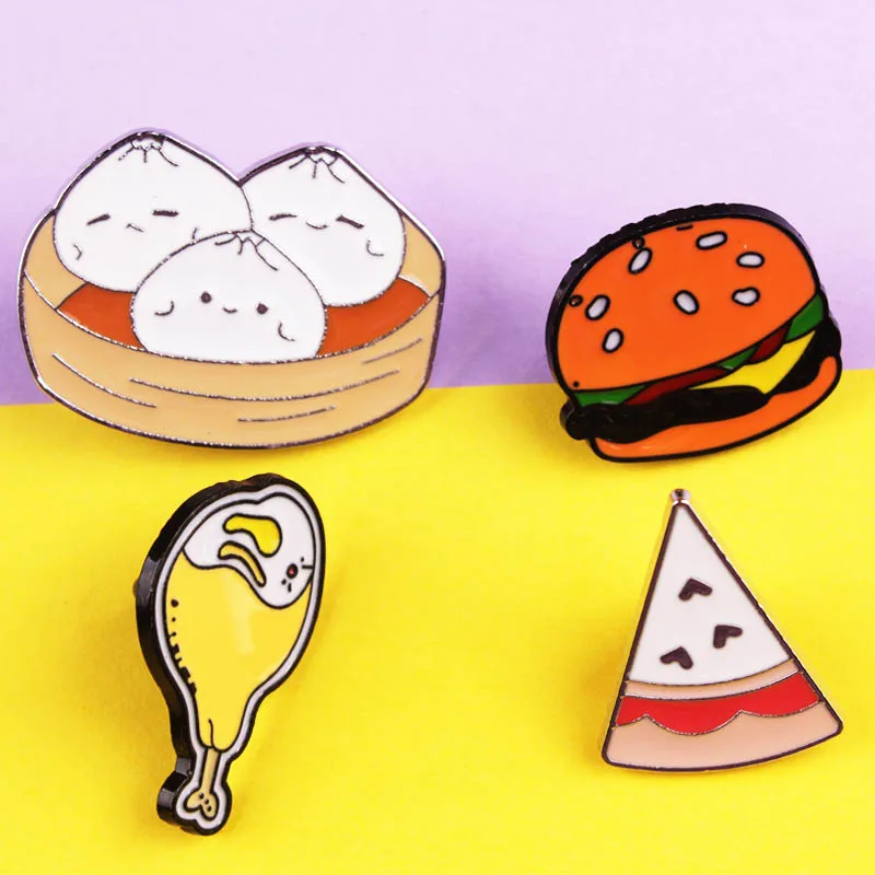 Булавка из цинкового сплава с изображением пищи бургеров хлеба курицы булавки