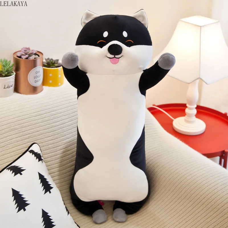 Black Shiba Inu Плюшевые животные кошка свинка Шиба ину креативные длинные мягкие игрушки офис Ланч брейк сон Спящая Подушка Мягкая Подарочная кукла для детей - Цвет: Black Shiba Inu