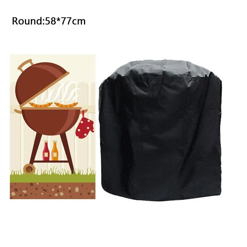 

190T 210D Portable BBQ Cover Outdoor Dust Waterproof Weber Heavy Duty Grill Cover Rain Protective Outdoor Barbecue Cover Round
