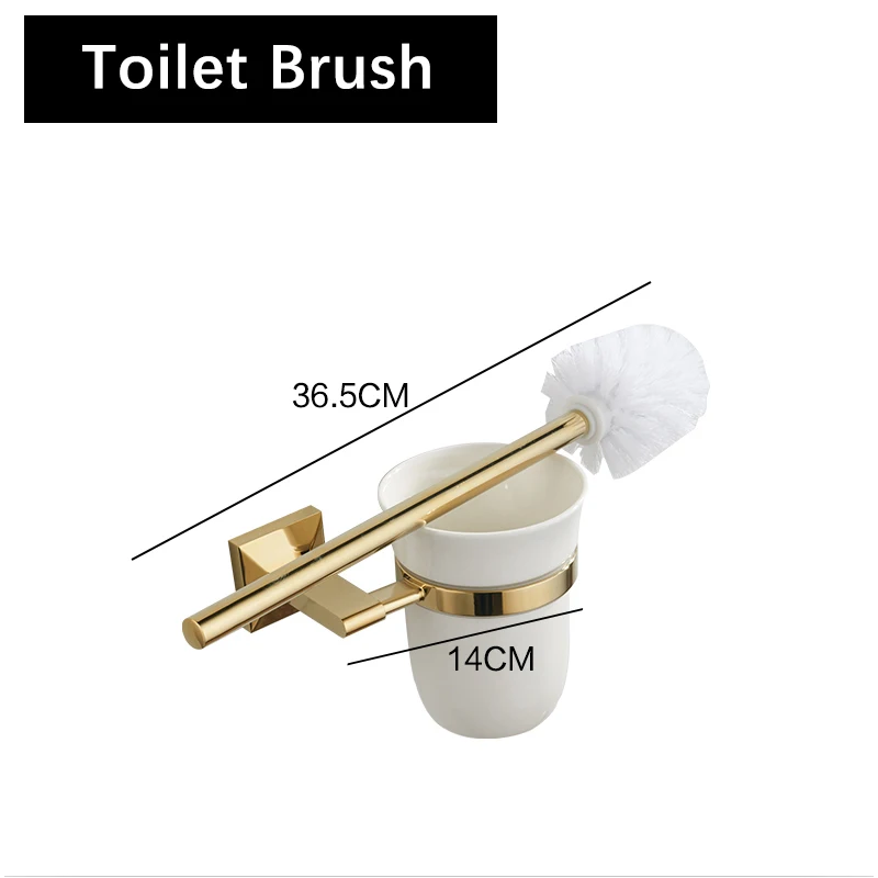 Light Gold Твердый латунный аксессуары для ванной комнаты Блестящий бальзам Золотая туалетная щетка полотенце держатель бумаги крючок крючки мыльница Золотой AZ5153 - Цвет: Light Gold