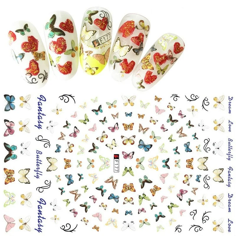 

1pc Summer Sticker Nail Art Decorations Butterfly Decals 3D Adhesive Stickers Woman Face Fruit Foil Manicure Wrap
