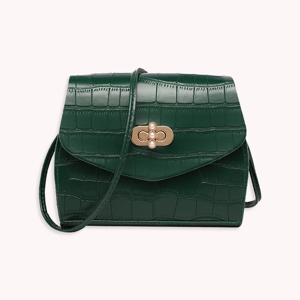 

Small Alligator Messenger Bag PU Leather Women Pearl Hasp Shoulder Handbag Totes Fashion Exquisite Shopping Bag