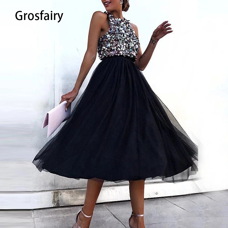 Grosfairy Prom Dresses 2021 Women Sexy Sleeveless Sequins Casual Fashion Streetwear Lace Elegant Formal Gowns Night Vestidos от AliExpress WW