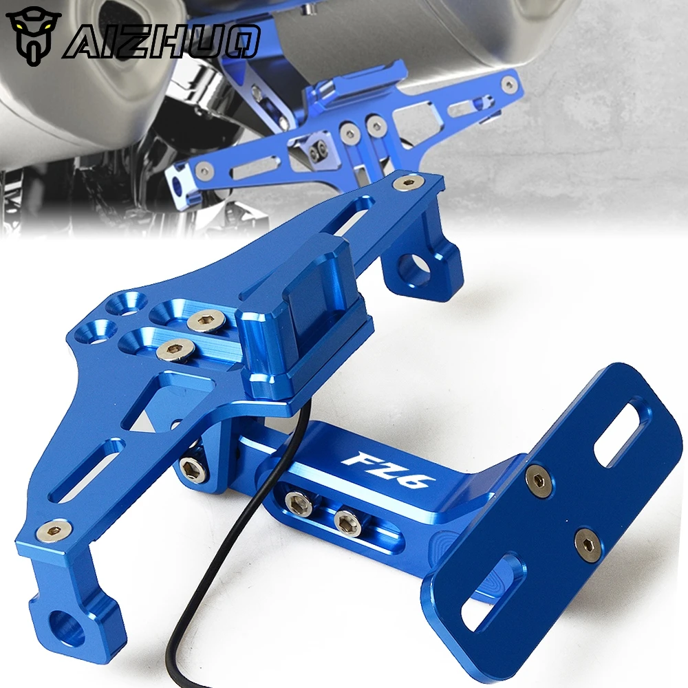 

Motorcycle Adjustable License Number Plate Frame Holder Bracket FOR YAMAHA FZ6 FAZER 2004-2010 2005 2006 2007