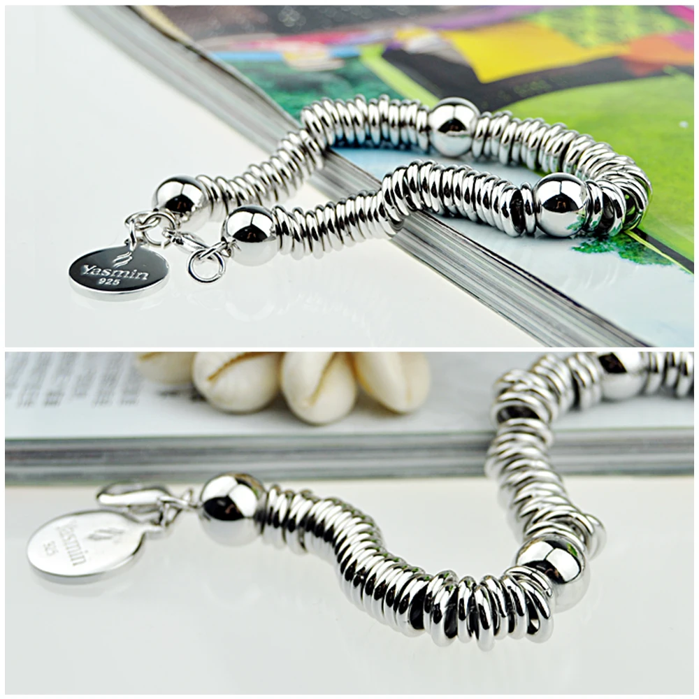 Браслеты-цепочки и звеньев браслеты из стерлингового серебра 925 пробы для женщин