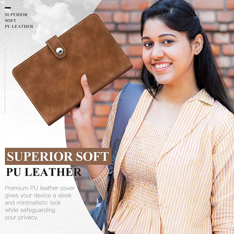 

6-Ring Notebook Binder PU Leather Loose Leaf Notebook Binder Cover with Clear Plastic A6 Binder Envelopes Pouches