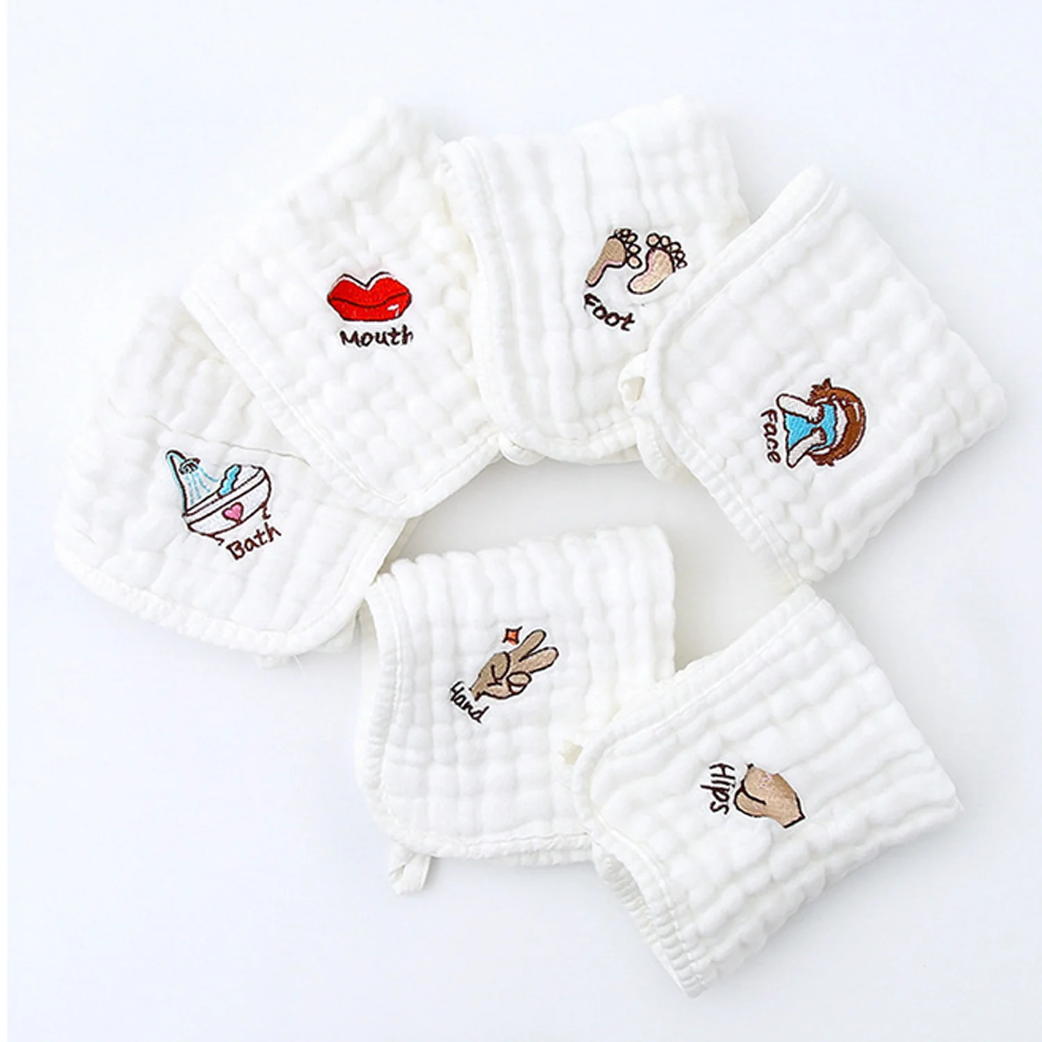 6 шт. детское полотенце для лица Милая Вышивка мягкий абсорбирующий хлопок