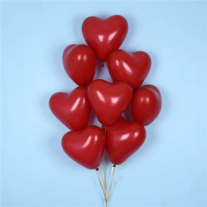 

100pcs Red Love Heart Shaped Latex Balloons Wedding Helium Valentine's Day Gifts Birthday Party Inflatable Balloons Decorations