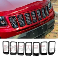 black abs chrome front grille mesh vent hole trims for jeep compass 2011 2012 2013 2014 2015 2016