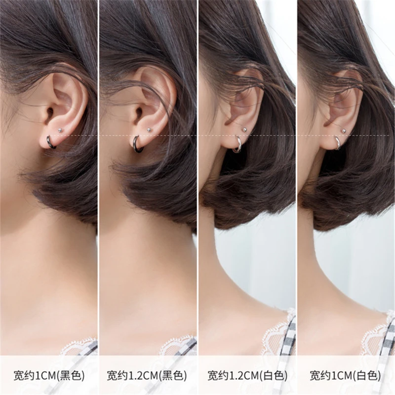 Серебро 925 пробы 10 мм/12 мм панк черный обруч Каффа зажим для женщин девочек модные