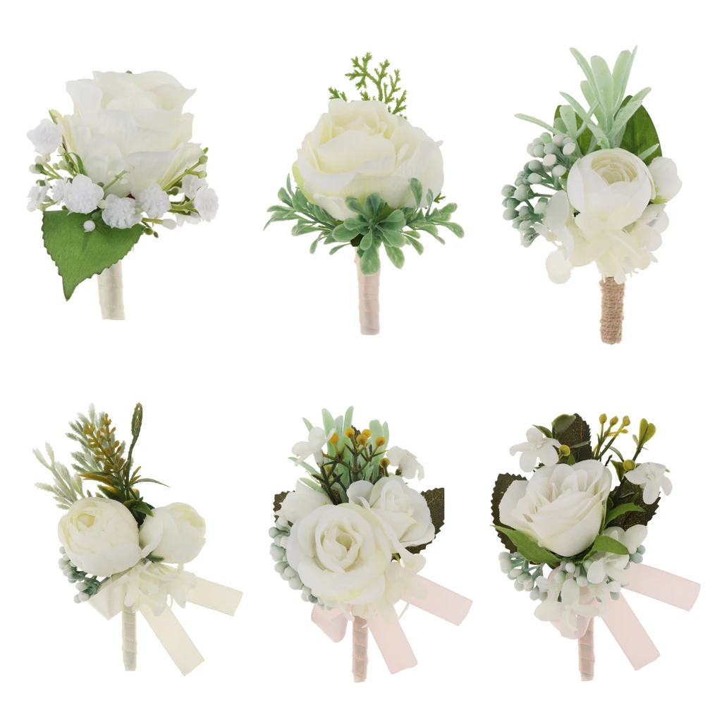 Бутоньерка с пуговицами Жених шафера Лучший человек Роза Свадебные цветы