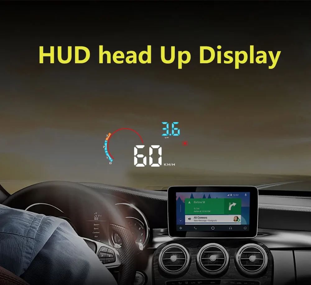 Дисплей на лобовое стекло автомобильный универсальный приборная панель OBD2 с GPS