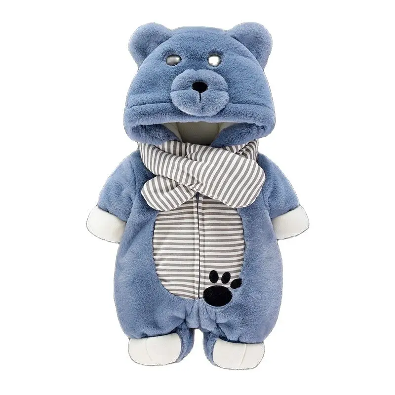 Детские комбинезоны унисекс для мальчиков и девочек из флиса с капюшоном