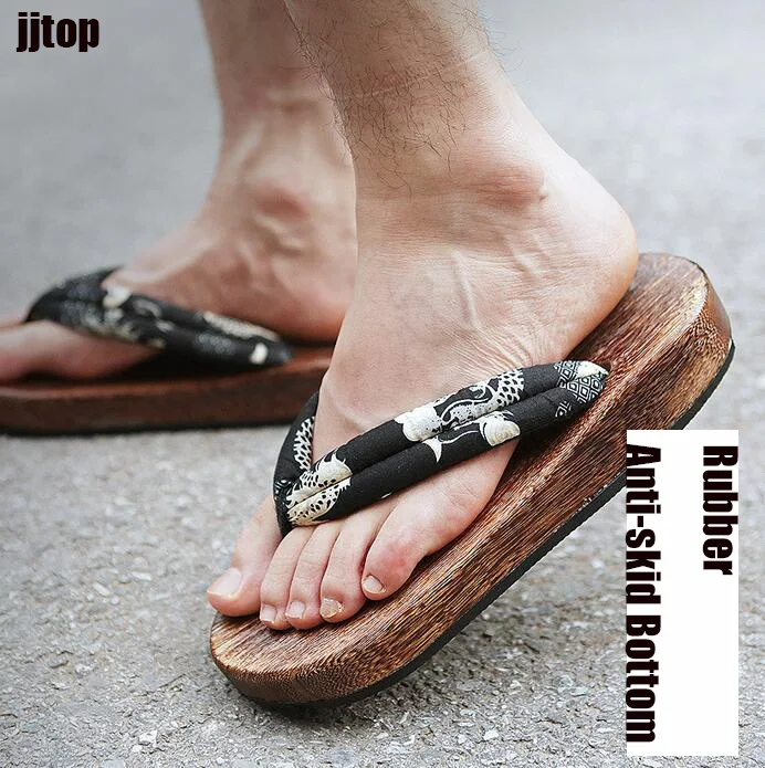 Шлепанцы мужские деревянные для косплея скамейка сандалии Гета в японском стиле