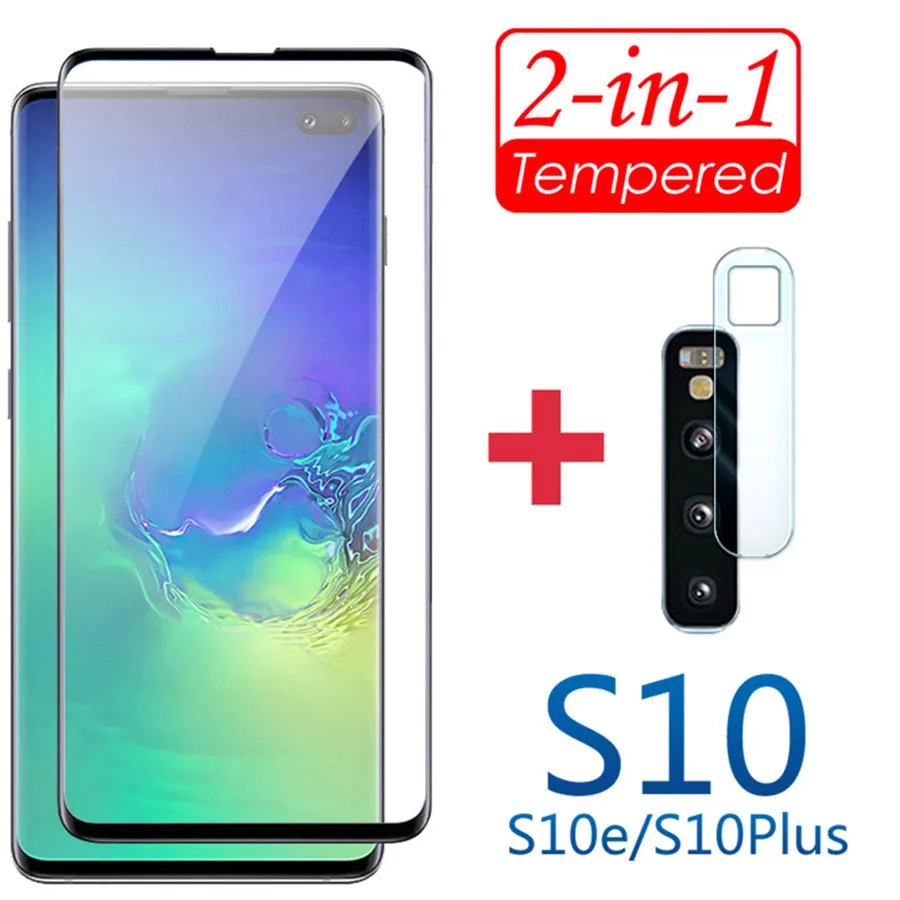 S10plus защита экрана 2 в 1 для samsung galaxy s10e закаленное стекло s 10 e plus 10e 10s 10plus с объективом камеры защитная пленка