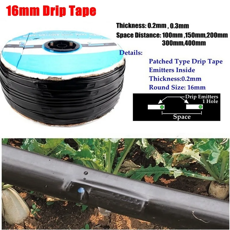 

Wholesale 1000m/roll 16mm Drip Tape Agricultural Drip Irrigation System Soaker Hose Greenhouse Under Film Drip Hose