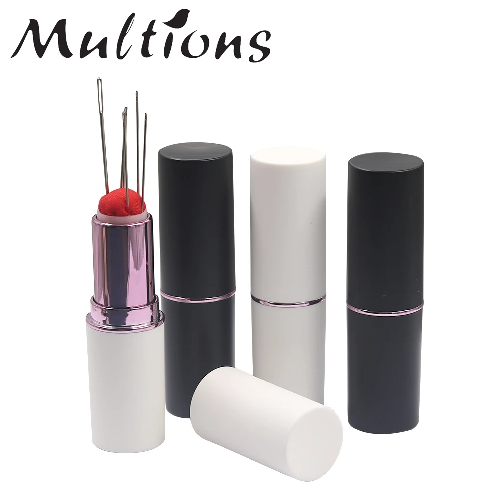 New Craft Lipstick Pin Cushion with 5pcs Handy Sewing Needles Pincushion Rotatable Needle Holder for Cross Stitch Tool | Дом и сад