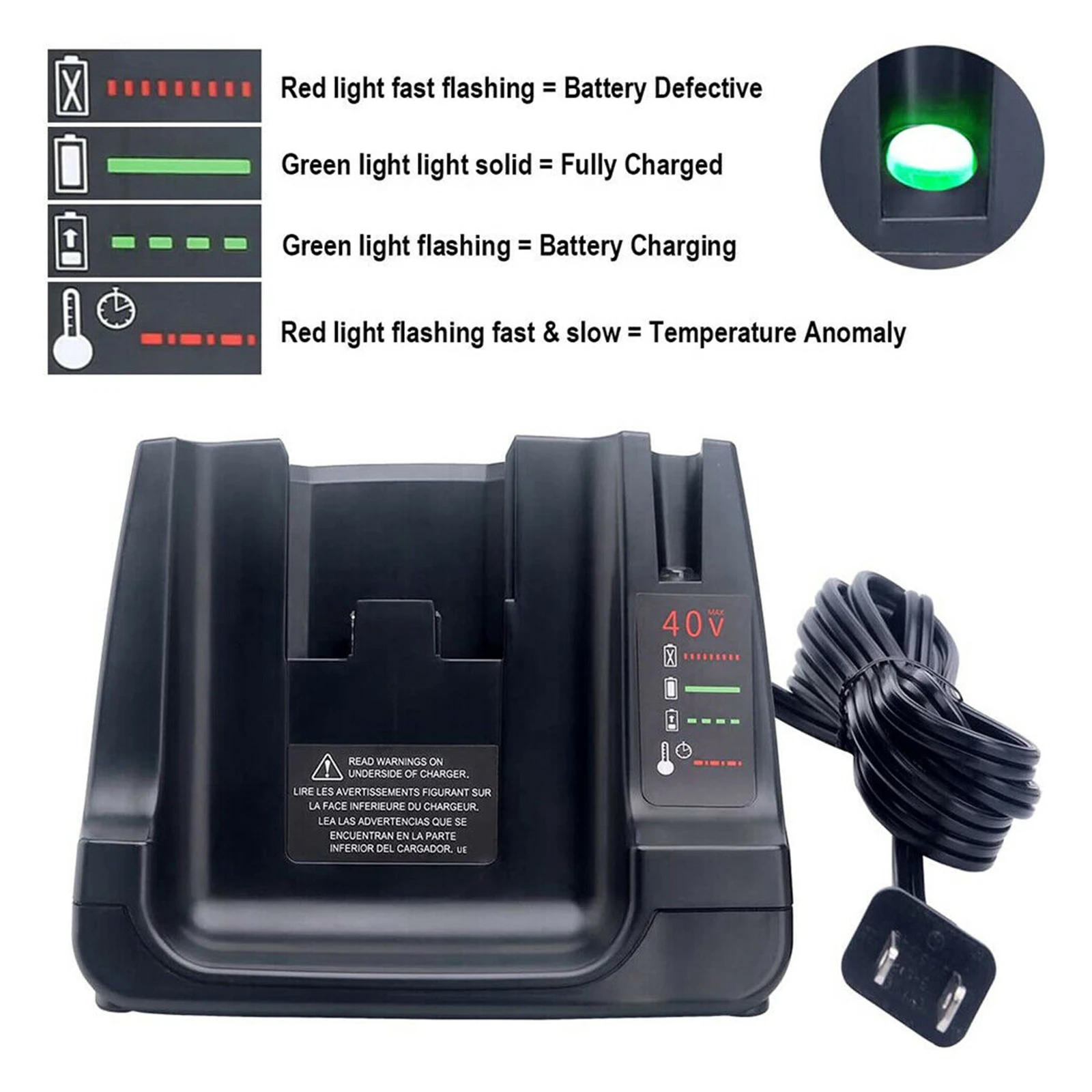 

LCS3640 40V Max Lithium Battery Charger Replacement for 40V LBXR36 LBX36 LST540 LCS1240 LST136W US Plug